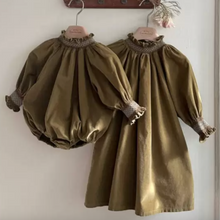 Load image into Gallery viewer, Ava Corduroy Smocked Romper (Two Colours)
