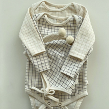 Load image into Gallery viewer, Newborn Bodysuit + Bonnet Set (Black Check)