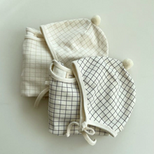 Load image into Gallery viewer, Newborn Bodysuit + Bonnet Set (Black Check)