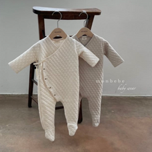 Load image into Gallery viewer, Quilted Onesie + Bunny Bonnet (Grey)