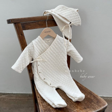 Load image into Gallery viewer, Quilted Onesie + Bunny Bonnet (Grey)