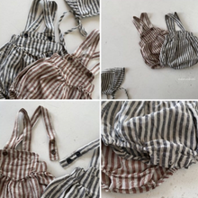 Load image into Gallery viewer, Striped Romper + Bonnet Set (Two Colours)