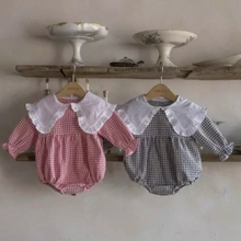 Load image into Gallery viewer, Gingham Romper With Maxi Collar (Two Colours)