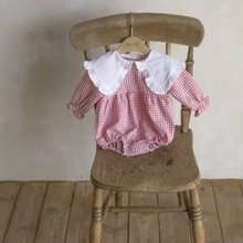 Load image into Gallery viewer, Gingham Romper With Maxi Collar (Two Colours)
