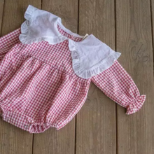 Load image into Gallery viewer, Gingham Romper With Maxi Collar (Two Colours)