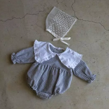 Load image into Gallery viewer, Gingham Romper With Maxi Collar (Two Colours)