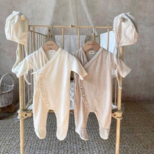 Load image into Gallery viewer, Waffle Bodysuit + Bonnet Set (Cream)
