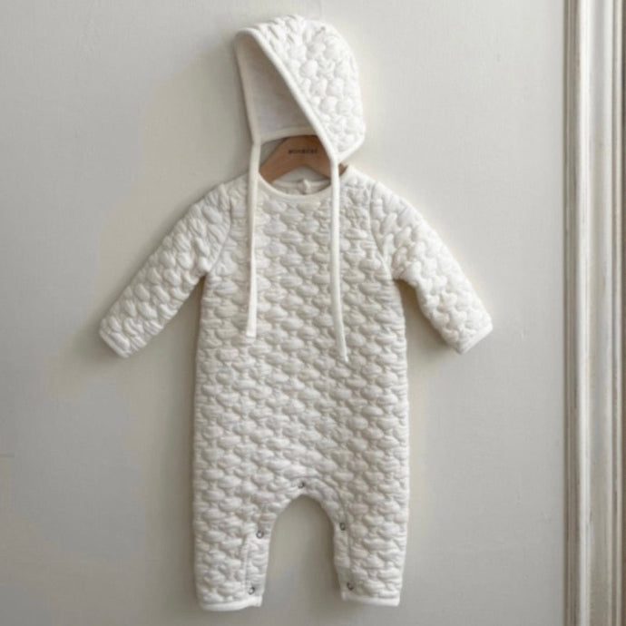 Bibi Quilted Bodysuit + Bonnet Set (Ivory)