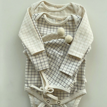 Load image into Gallery viewer, Newborn Bodysuit + Bonnet Set (Black Check)
