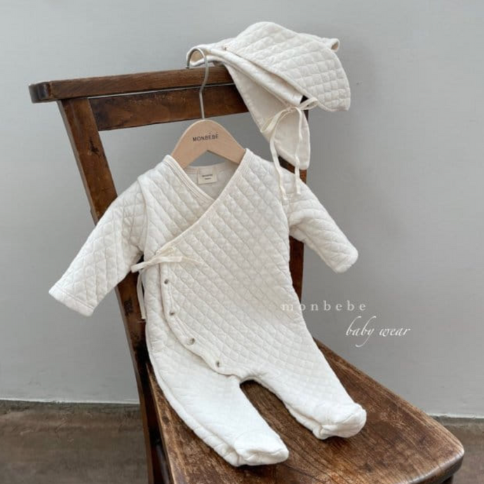 Quilted Onesie + Bunny Bonnet (Grey)