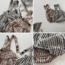 Load image into Gallery viewer, Striped Romper + Bonnet Set (Two Colours)
