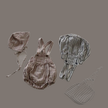 Load image into Gallery viewer, Striped Romper + Bonnet Set (Two Colours)
