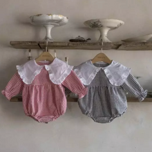 Load image into Gallery viewer, Gingham Romper With Maxi Collar (Two Colours)
