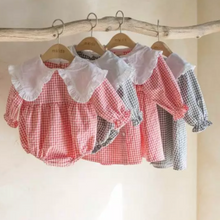 Load image into Gallery viewer, Gingham Romper With Maxi Collar (Two Colours)
