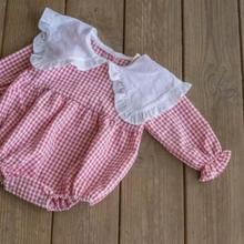 Load image into Gallery viewer, Gingham Romper With Maxi Collar (Two Colours)
