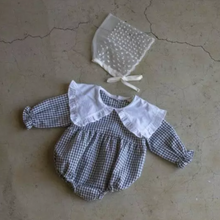 Load image into Gallery viewer, Gingham Romper With Maxi Collar (Two Colours)
